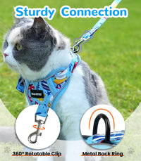 Cat Harness and Leash Set, Escape Proof Kitten Harness, Black - H604 Pro Azure Blue / Small (7-12lb) - image 4