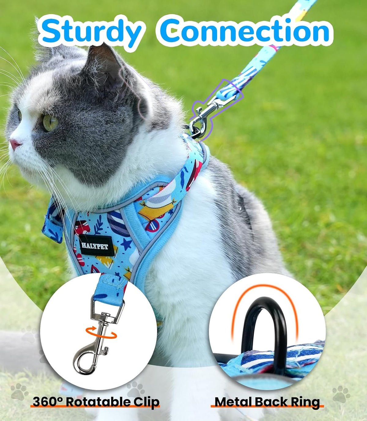 Cat Harness and Leash Set, Escape Proof Kitten Harness, Black - H604 Pro Azure Blue / Small (7-12lb) - image 4