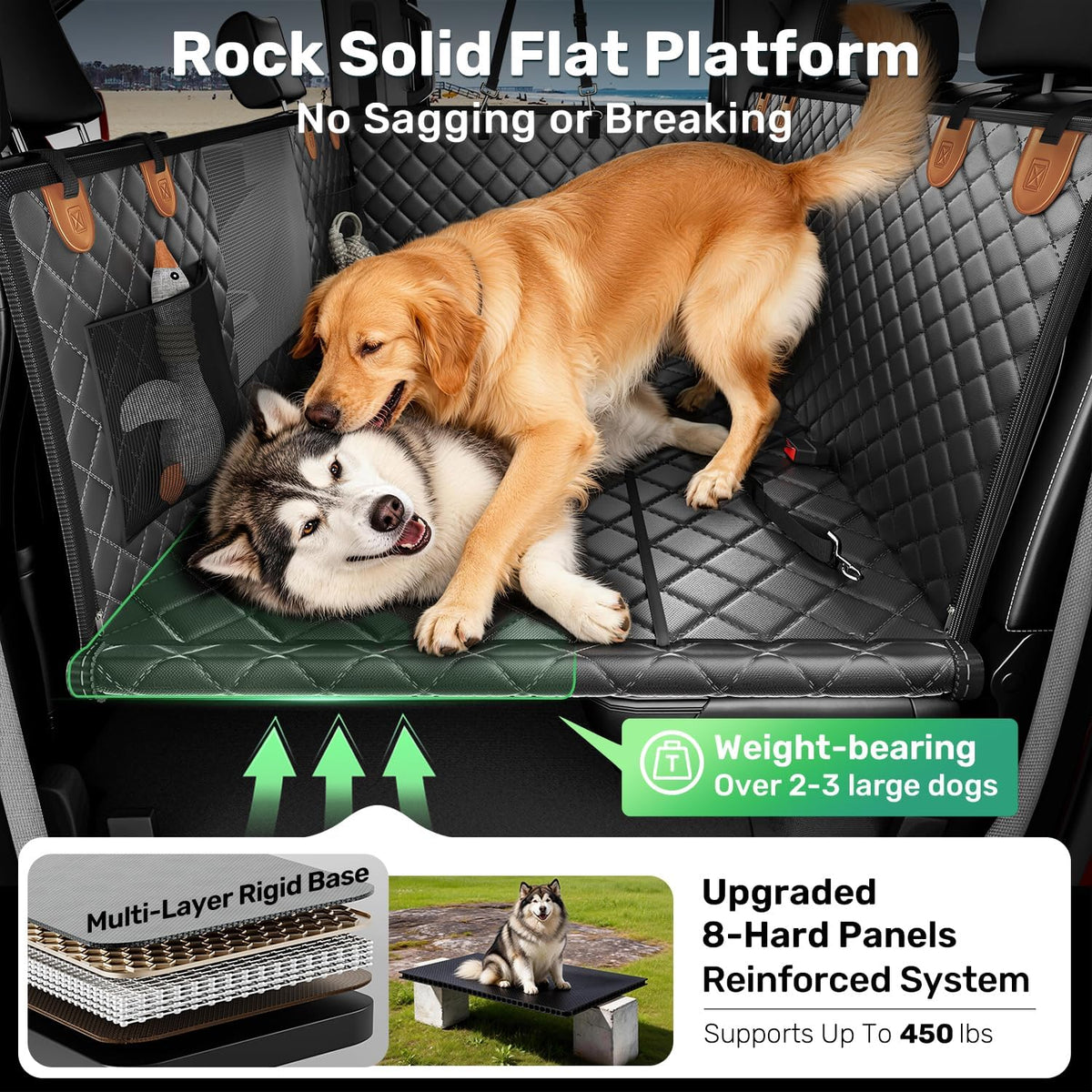 Zanch Hard Bottom Dog Seat Cover for Trucks - Black+Orange / XL - Full-size Trucks & SUVs - image 2