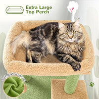 Globlazer Cactus Cat Tree Tower for Indoor Cats, 50-inch Adult Cat Tree House for Large Adult Cats with Steps, Scratching Post, 2 Cat Caves, Dangling Toys, FC50, Green