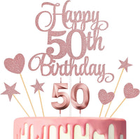 50th Birthday Cake Decorations - Rose Gold