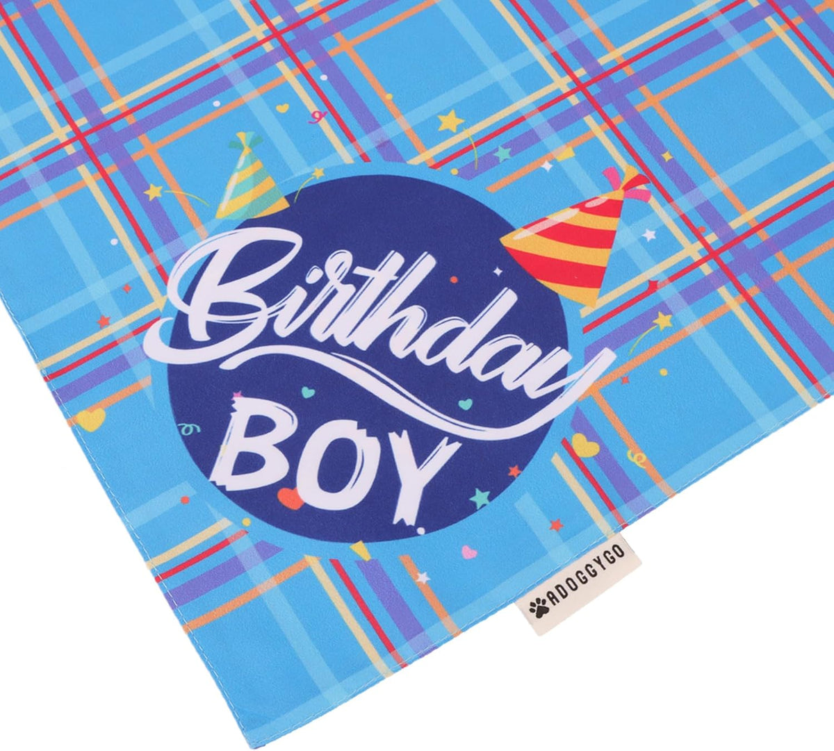 Dog Birthday Hat Bandana Set, Blue Plaid Boy Dog Bandana - Large / Sky Blue Boy - image 4