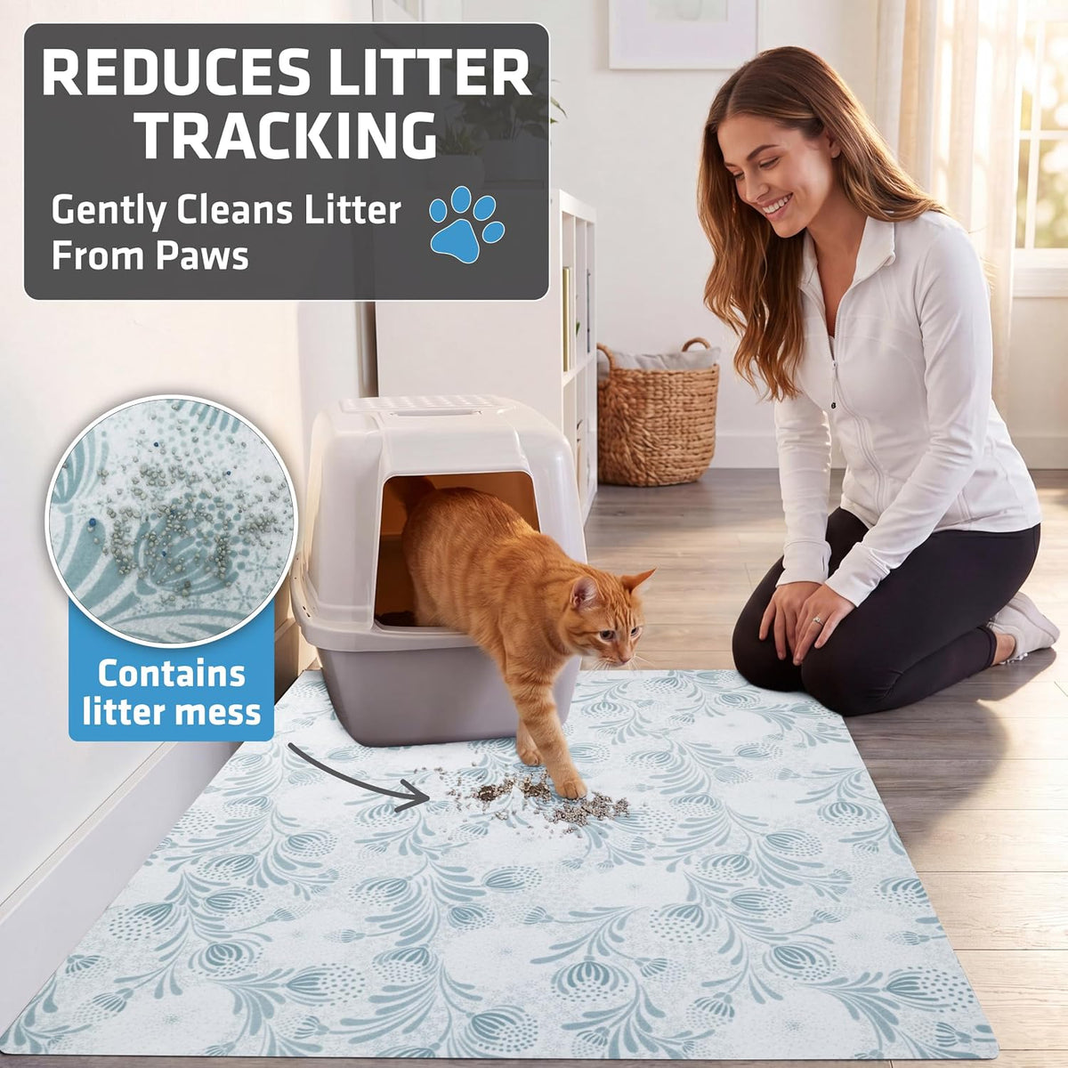Drymate Cat Litter Box Mat, Litter Trapping Mat - Light Blue / 29x36 Inch (Pack of 1) - image 2
