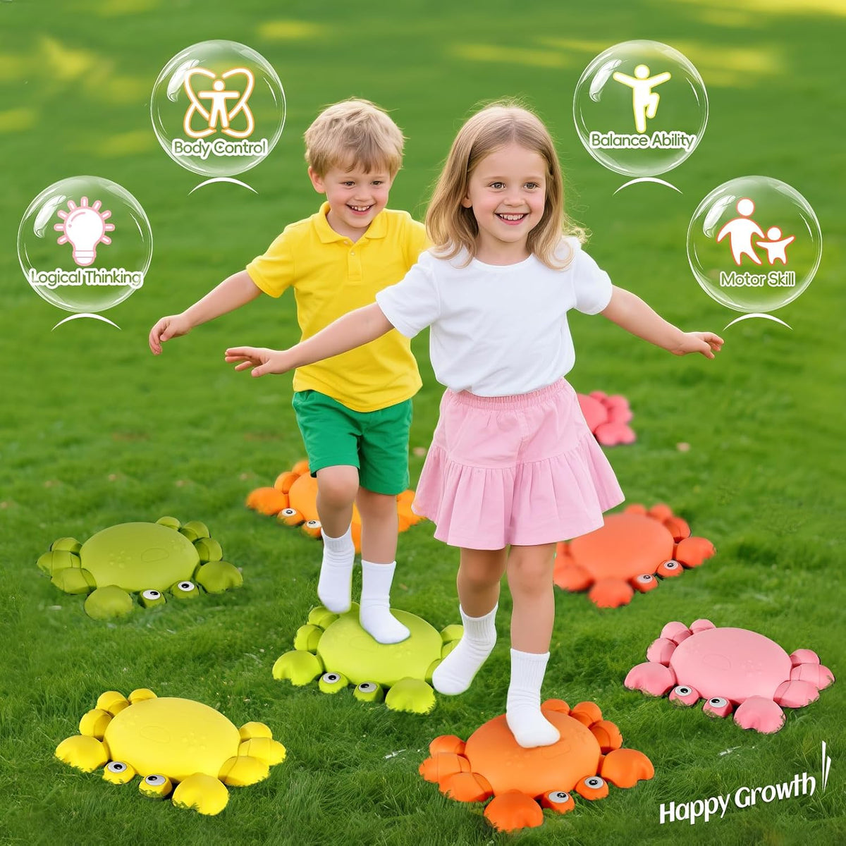 TOPNEW crab balance stepping stones for kids in bright colors, set of 6 - view 21