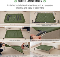 Love's cabin Elevated Cooling Dog Bed for Large Dogs, Portable Indoor & Outdoor Raised Pet Dog Cat Cot, Durable Summer Frame with Breathable Mesh, Olive Green, 48 inches