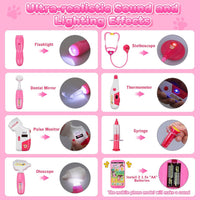 33PCS Toy Doctor Kit for Girls - Pink with Dog Toy - image 4