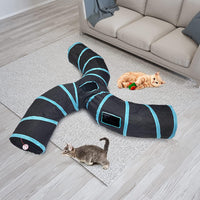 Upgraded Cat Tunnel Toy with 5 peek-a-Boo Windows - 3-way Black - image 2