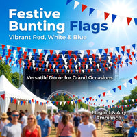 MAQIHAN 52.5 Ft Colorful Pennant Banner Flags - Red White Blue - 3PCS - image 4