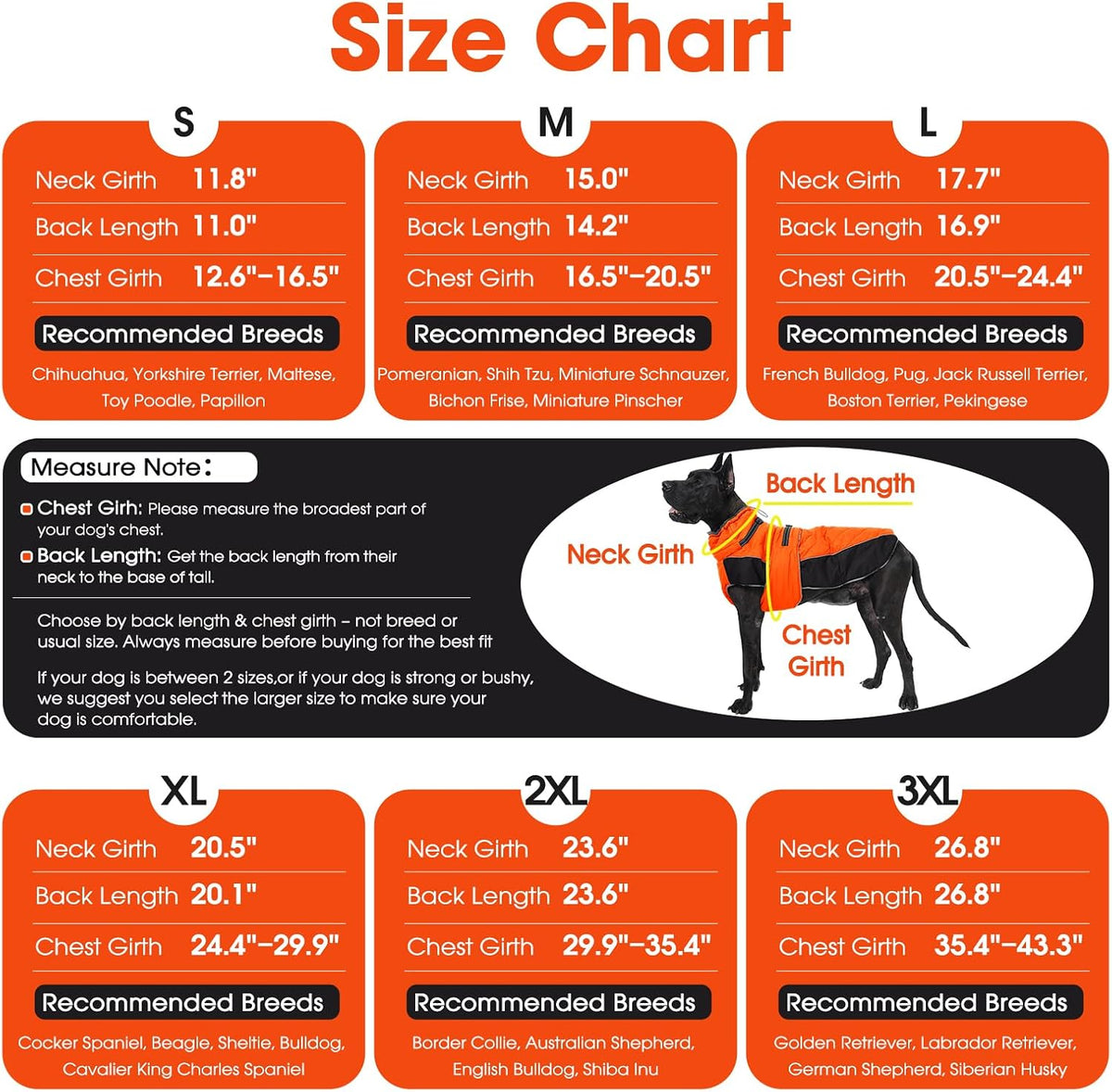QBLEEV Warm Dog Jacket, Waterproof Dog Winter Coat with Harness – Essentials for Dogs - Orange / Small - image 3