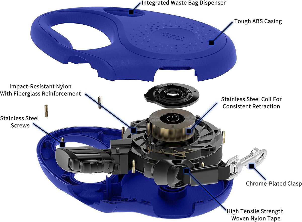 TUG Oval 360° Tangle-Free Retractable Dog Leash with Integrated Waste - Blue / Small - image 4