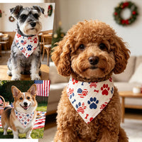 Fall Dog Bandana Artistic Sketch Maple Leaf Golden Orange - American Flag A / X-Large - image 3