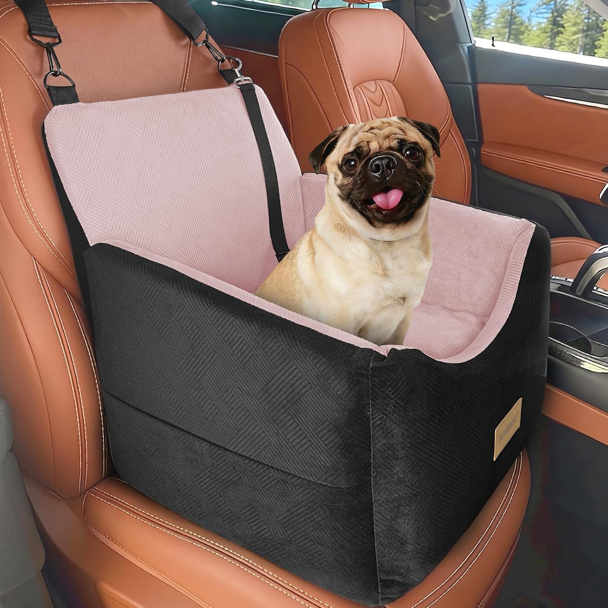 JOEJOY Dog Car Seats for Small Medium Dogs Under 35lbs - Black Pink / Small/Medium - image 2