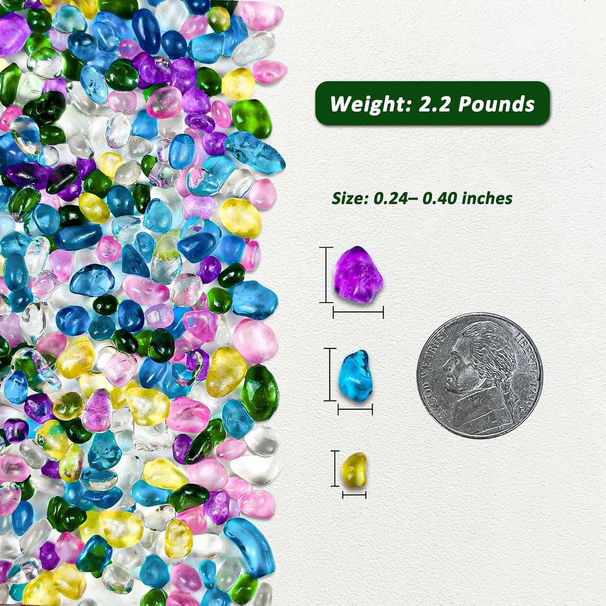 BXI 2.2 Lbs Small Aquarium Substrate Gravel Sand - Multicolored Glass Sand / 2.2 lbs, 0.24''-0.40''(Medium) - image 2