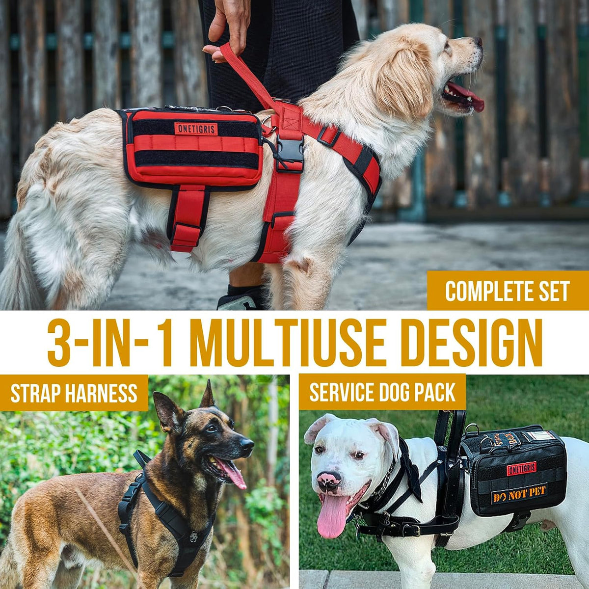 OneTigris Service Dog Vest Harness - M / Red - image 3