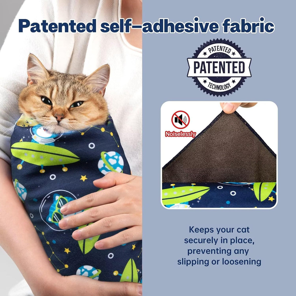 Paw Legend 27.6" Cat Wrap for Grooming Cat Wrap for Cutting Nails Cat - XL(35.4'x35.4") / Alien Cat - image 3