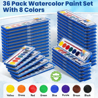 Jyusmile 36-pack washable watercolor paint set with 8 colors and a brush in each box - view 3