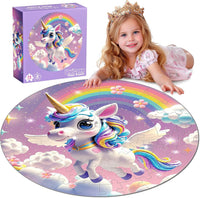 Rifamee 72 piece shimmery round Christmas floor puzzle with Santa delivering gifts