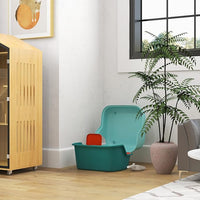 PawHut Cat Litter Box with Lid, Covered Kitty Litter Box Enclosure with Scoop, Openable & Lockable Cover, Easy to Clean, Green