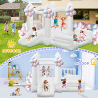 GYMMALL white inflatable bounce house for kids with slide, ball pit and mesh walls - view 5