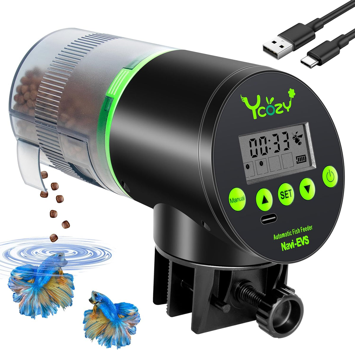 Automatic Fish Feeder Rechargeable with USB Cable Moisture-Proof - Rechargeable EVS