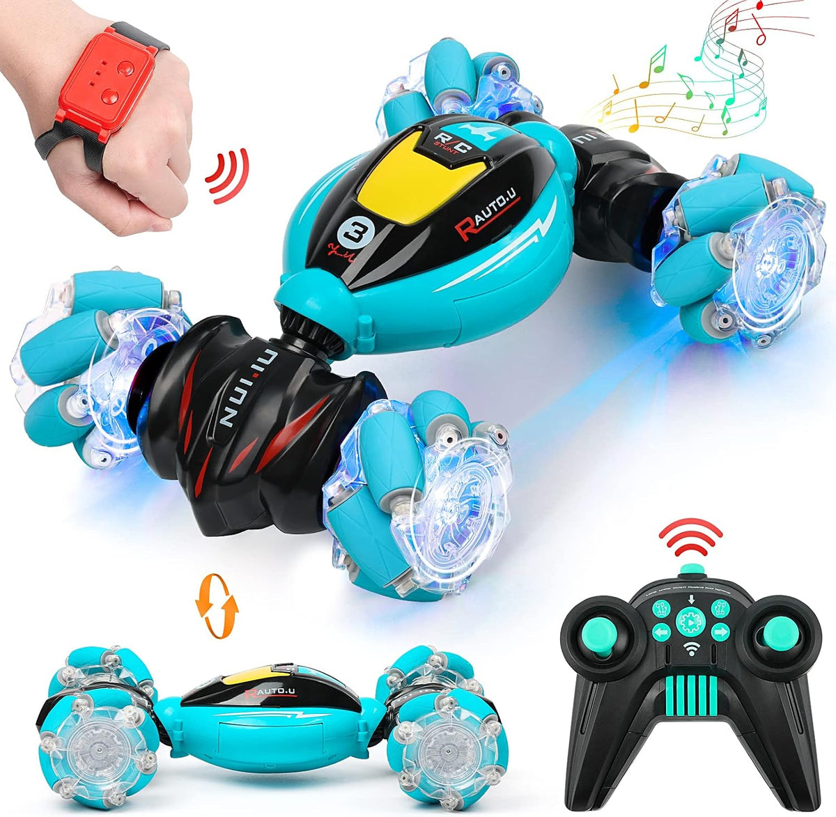 DDAI Remote Control Excavator Toys for 4 5+ Year Old Boys and Kids - Remote Control Stunt Car / Large
