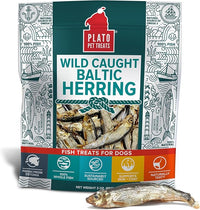 PLATO Pet Treats Fish Dog Treats - Air-Dried, Single Ingredient Dog Treat - with Omega 3 & 6 Fatty Acids to Support Skin and Coat - 100% Whole Fish - Wild Caught Baltic Herring Dog Treats - 3oz