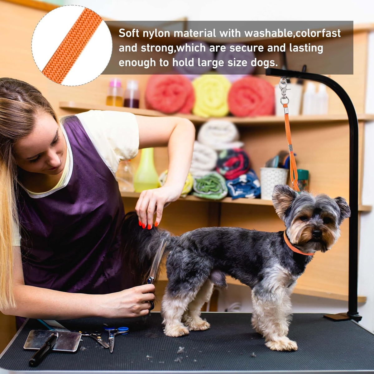 Pet Dog Grooming Loop Adjustable Grooming Noose Sling for Grooming - orange - image 3