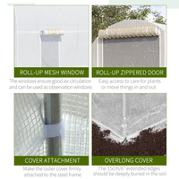 Outsunny 15 X 7 X 7 Walk-In Tunnel Greenhouse, Large Garden Hot House Kit With 6 Roll-up Windows & Roll Up Door, Steel F