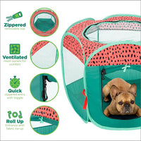 FurHaven Soft-Sided Dog & Cat Playpen - Green & Pink / Small - image 3