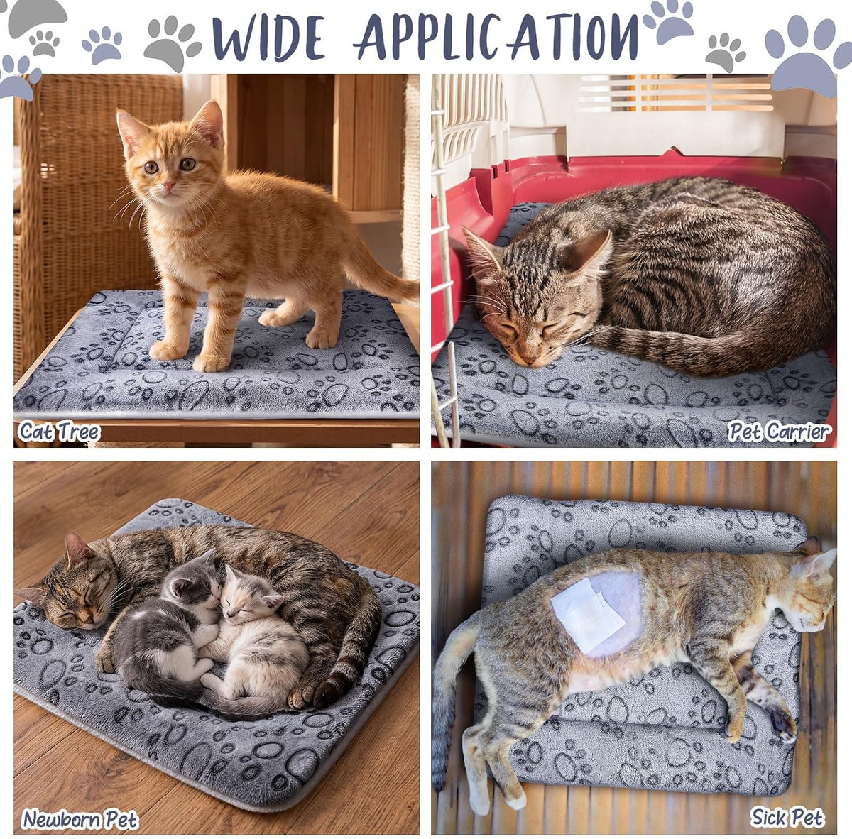 2 Pack Self Warming Cat Dog Bed Pad - Grey / 17'' X 17'' / Dog Paw - image 4