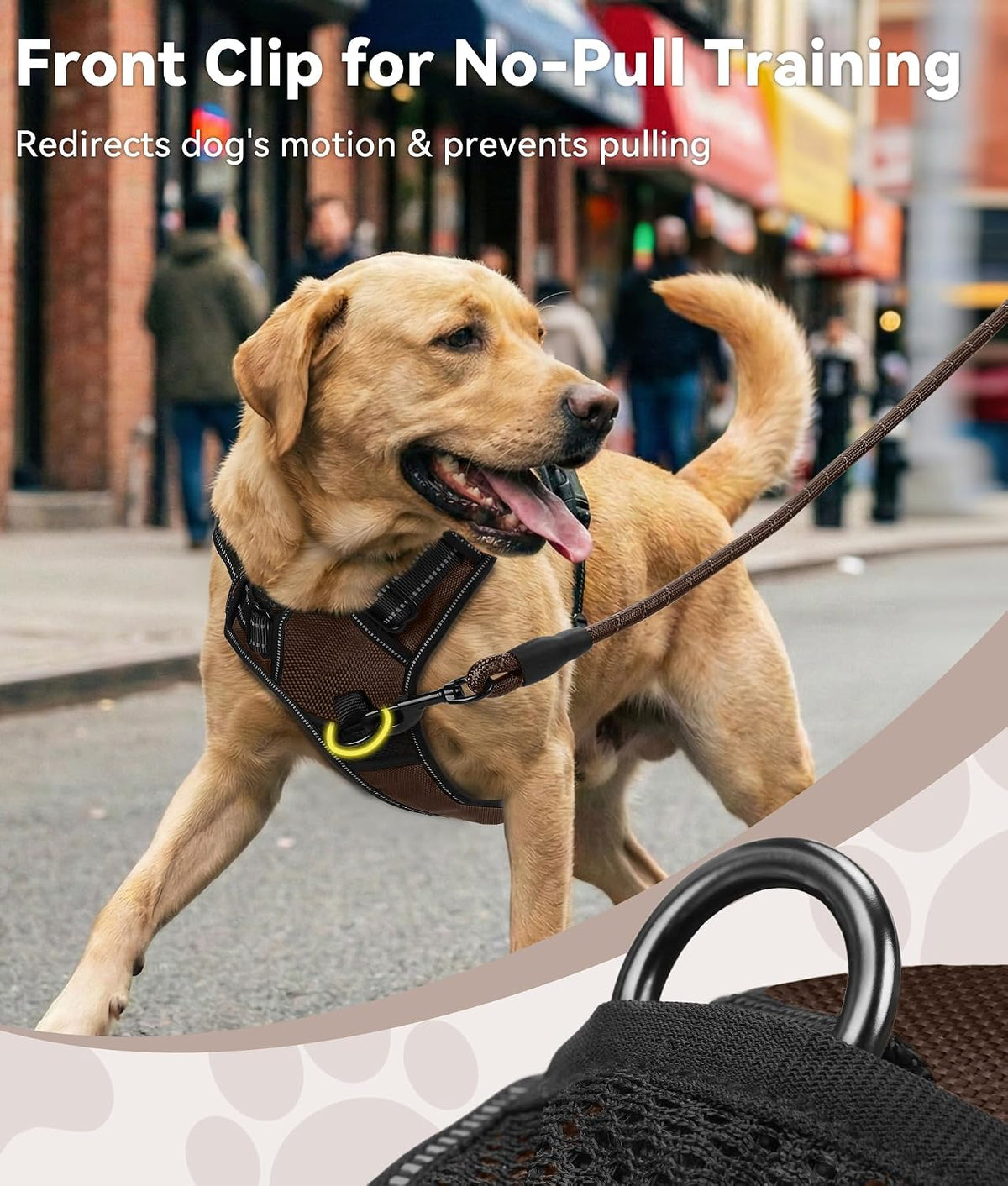 Joytale No Pull Dog Harness Medium Sized Dog, Front Clip - Large / Brown - image 2