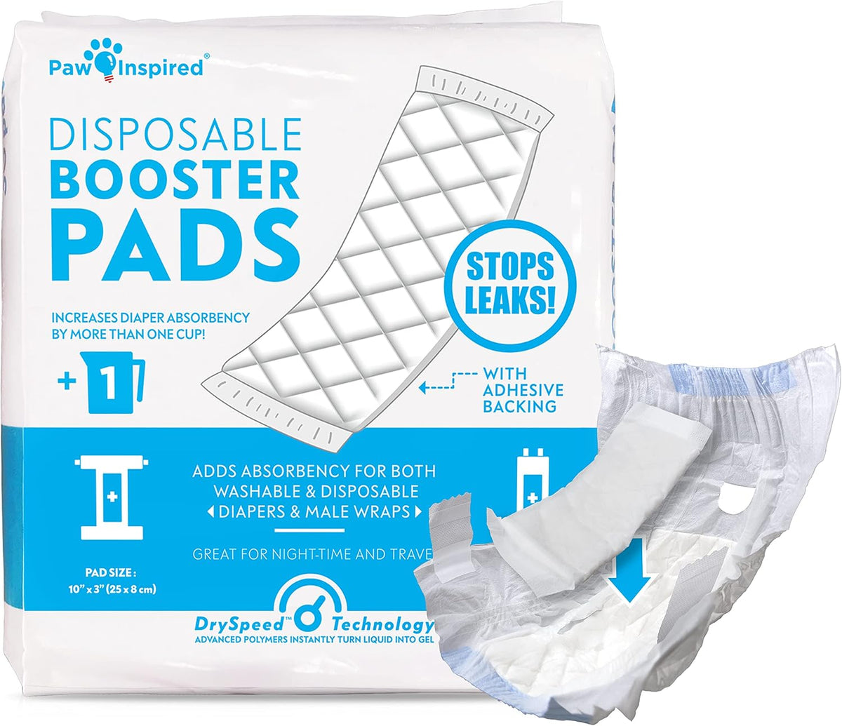 Paw Inspired Disposable Flow-Through Booster Pads for Dog Diapers - 30 Count