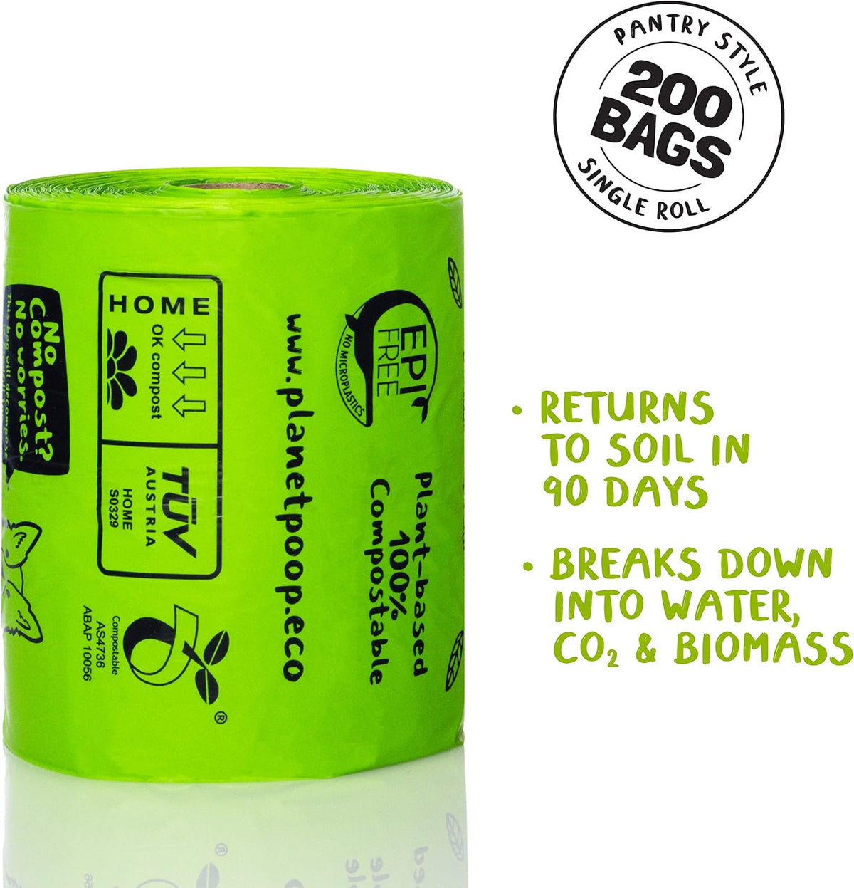PLANET POOP Home Compostable Dog Poop Bags Extra-long with Handles - 200 Count (Pack of 1) - image 2