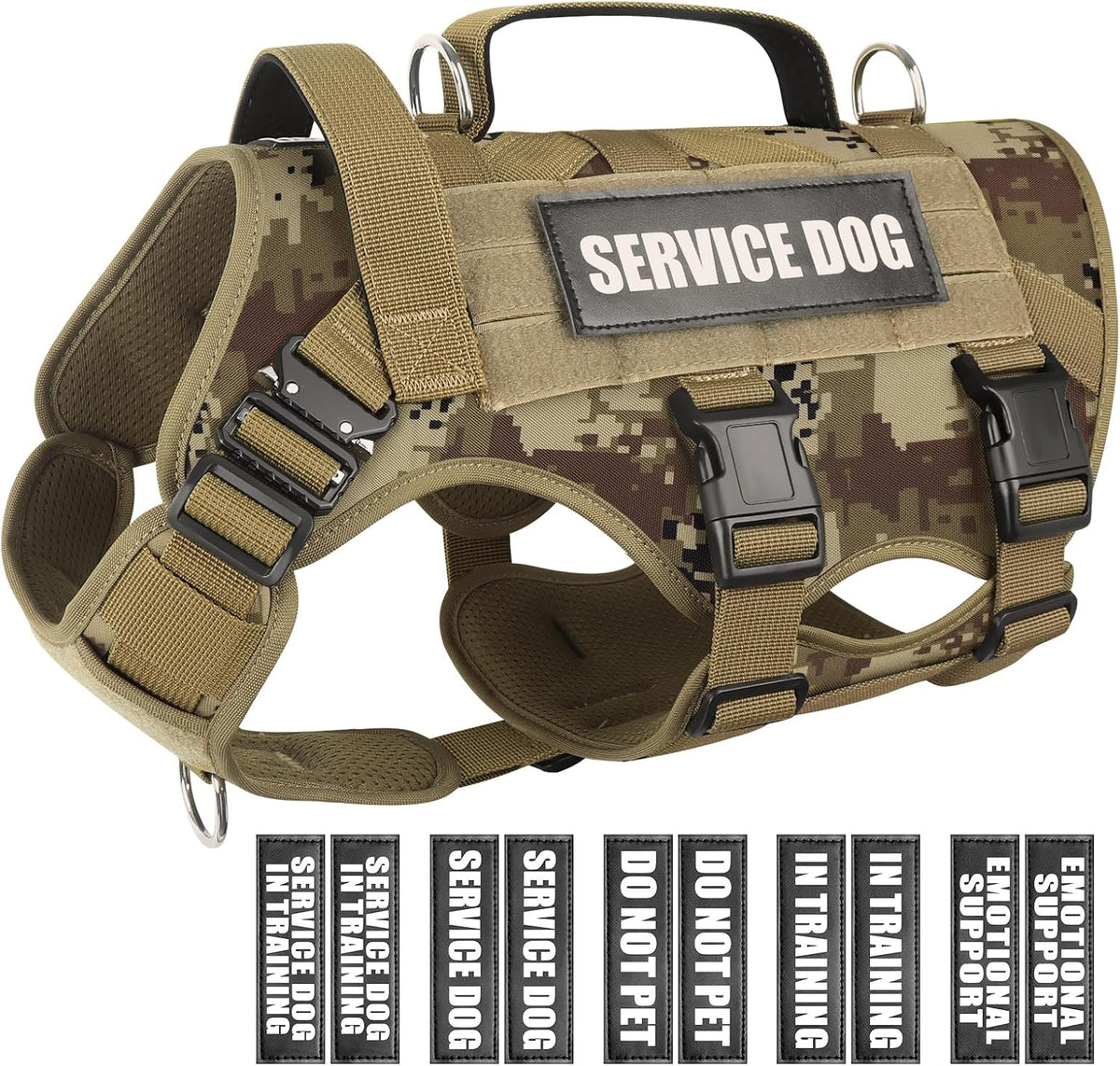 Service Dog Vest Harness for Large Dog - X-Large / Camo Desert