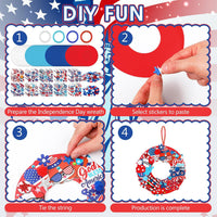 Hollowfly Thanksgiving paper wreath craft kits with gem stickers, ribbons and wool balls - view 25