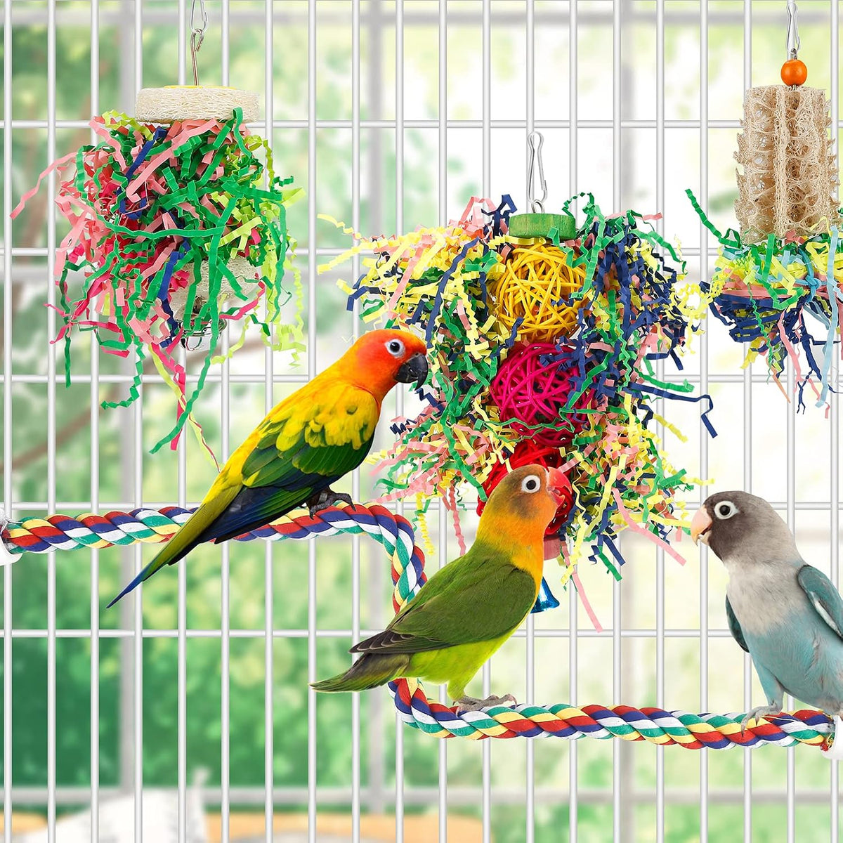Bird Shredding Foraging Toys Parakeet Toy Chewing Hanging Toy - Without Rope Perch - image 2