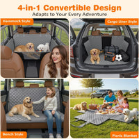 URPOWER 4 in 1 Dog Car Seat Cover for Back Seat - Gray / Standard - image 4