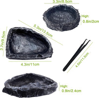 2Pcs Reptile Water Bowl, Feeding Dish for Leopard Gecko Lizard – Essentials for Reptiles And Amphibians - 2Pcs Square+Round - image 2