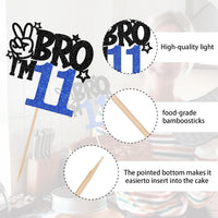 1 PCS Brother I'm 7 Cake Topper Glitter Star Happy 7th Birthday Cake - Blue 11th - image 3