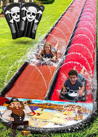 JAMBO Premium Triple Water Slide with 3 Bodyboards - 22ft Pirate