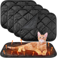 4 Pack Self Heating Cat Pad Self Warming Dog Mat - 16 x 20 Inch / Black