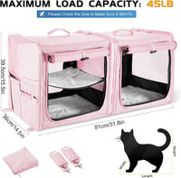 Extra Large Cat Carrier for 2 Cats with Travel Litter Box - Pink / Dual Carriers - image 4