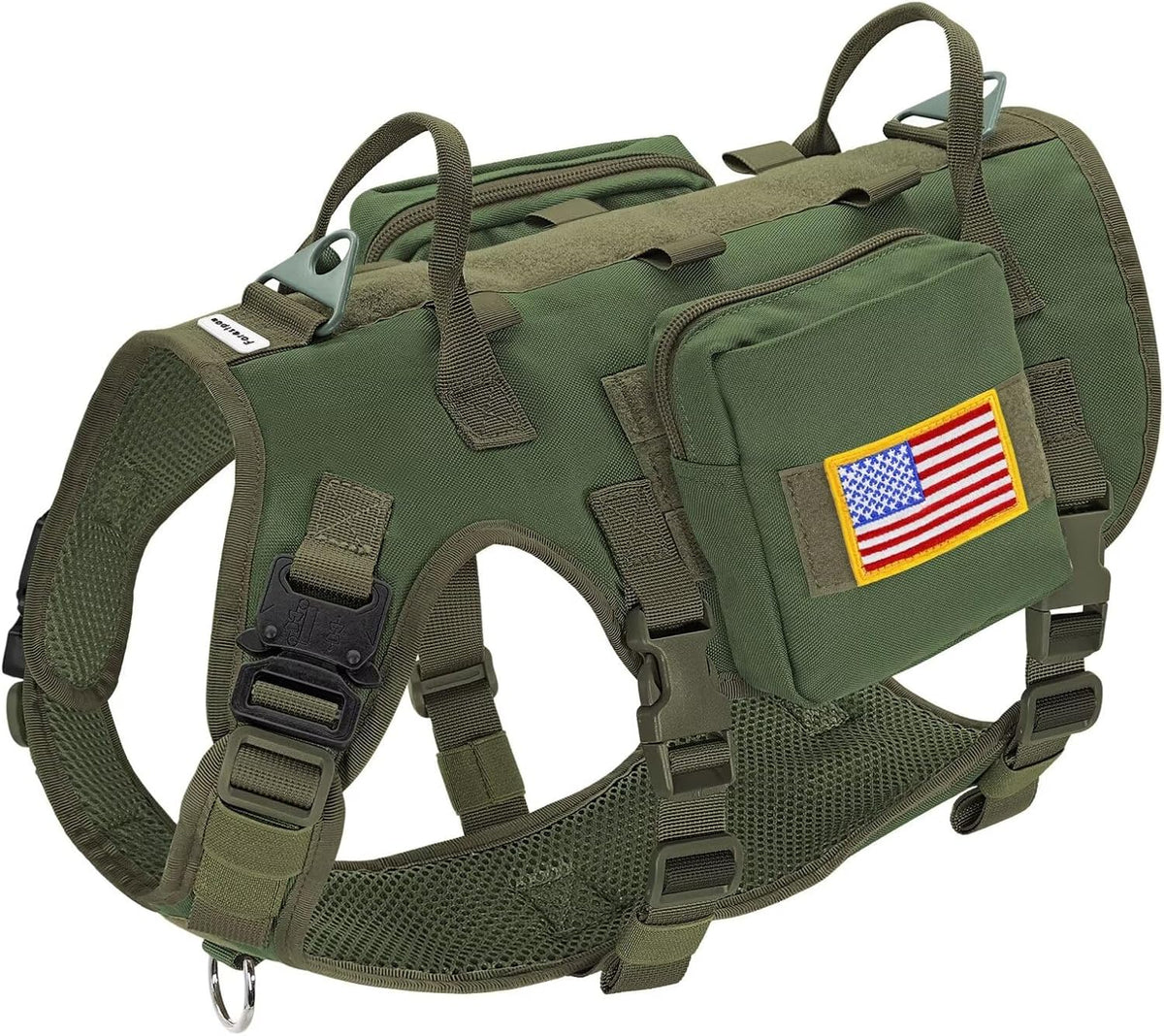 Forestpaw Tactical Dog Harness for Medium Dogs, Service Dog Vest - S:Chest 17-25",Fit 20-35lbs / Green