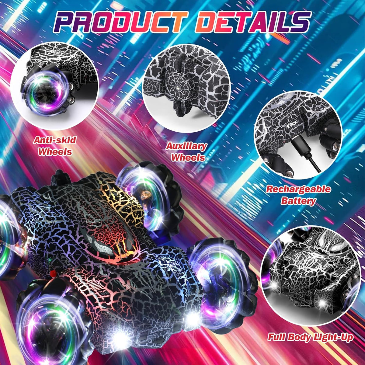 Spider Remote Control Car Headlight Double Sided Off-Road 360° - Black Dual Control - image 2