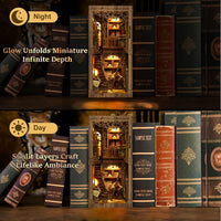 CRIOLPO vintage bookstore book nook kit with LED lights and ladder - view 12