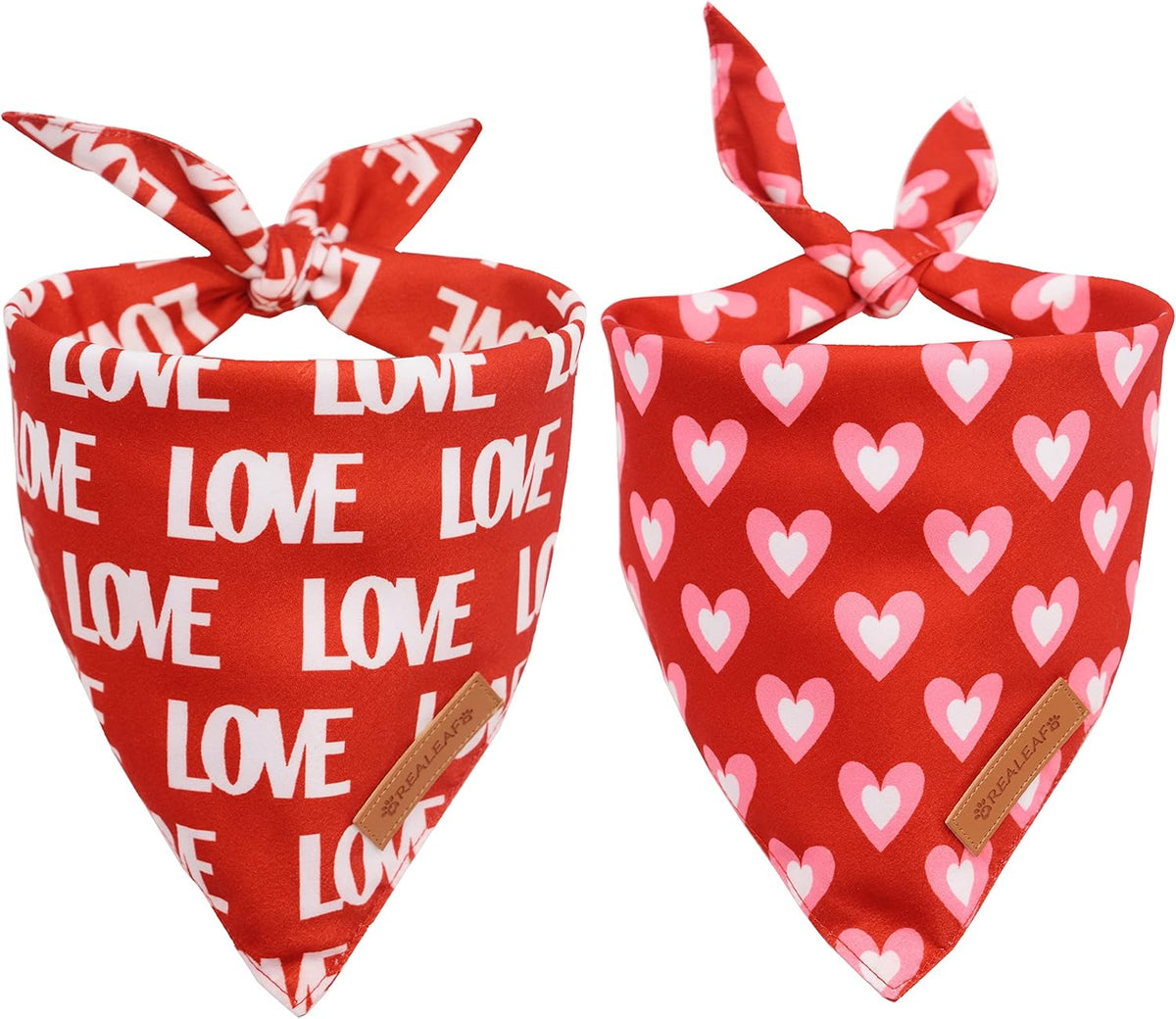 Fall Dog Bandanas 2 Pack, Orange Plaid Pet Scarf for Boy and Girl, Premium Durable Fabric, Holiday - Red / Large
