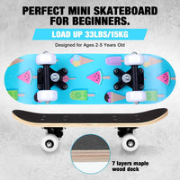 Honoson kids skateboard set with dinosaur print maple deck and black knee pads, elbow pads and wrist - view 29