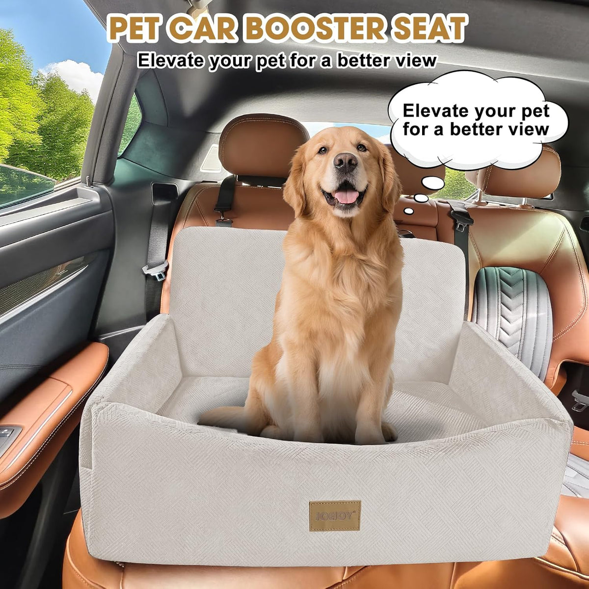 JOEJOY Dog Car Seats for Small Medium Dogs Under 35lbs - Beige / Large - image 3