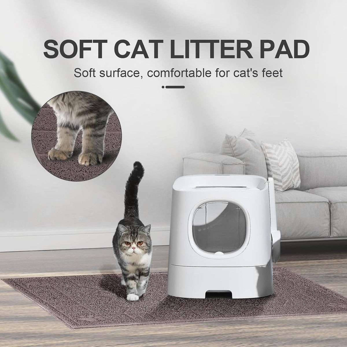Cat Litter Box Mat, 47" x 35" Large Waterproof Litter Trapping Mat – Daily Care for Cats - Sand Grey / 2X-Large（47" x 35") - image 3