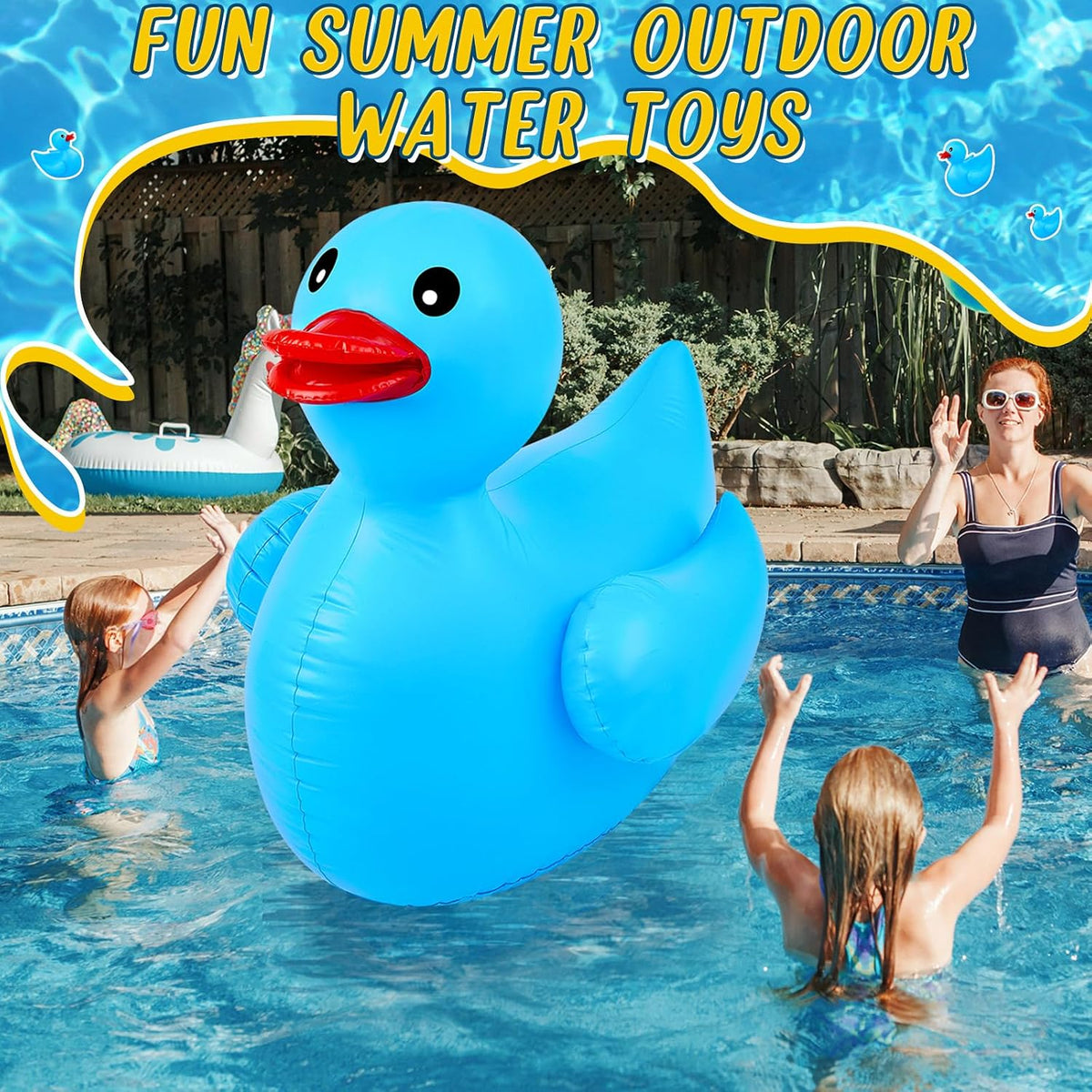Hungdao 1 Pack 4 Feet Giant Inflatable Duck Pool Float - Blue / 1 - image 4